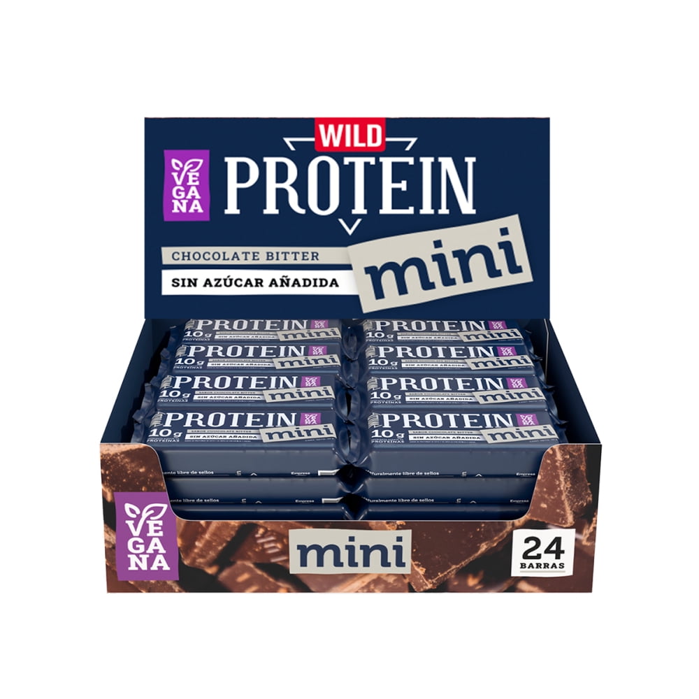 Wild - Mini Barras Protein Vegana Chocolate Bitter 24unidades