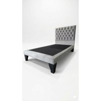 Home V Ele - Cama 1.5 Plazas Capitone Gris Claro En Felpa
