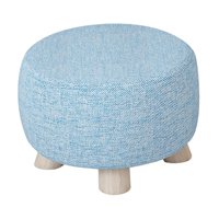 Magideal - Reposapiés Otomano, Taburete De Escalón, Protección De Suelo De Madera, Reposapiés Redondo, Taburete Para Guardería, Sala De Estar, Dormitorio, Mesita Azul