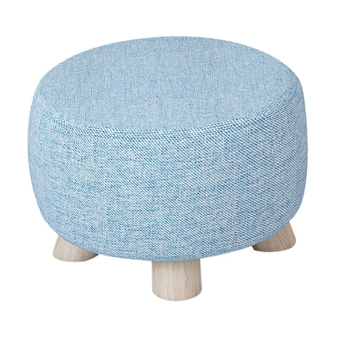 Magideal - Reposapiés Otomano, Taburete De Escalón, Protección De Suelo De Madera, Reposapiés Redondo, Taburete Para Guardería, Sala De Estar, Dormitorio, Mesita Azul
