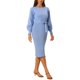 thumbnail image 4 of INSPIRE CHIC Vestido de Mujer de Punto Cuello Redondo Linterna Manga 3/4 con Cinturón Dobladillo Plisado Tallas XS Azul Haze, 4 of 6
