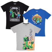 Set De 3 Remeras Para Niños Minecraft Con Gráfico De Creeper Talle 7