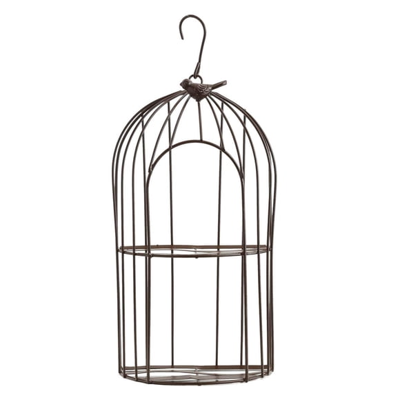 Maceta Hanging Planter TJ Global, de hierro, con forma de jaula para pájaros, 2 plantas
