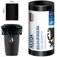Aileda Bolsa De Basura Extra Grande 90X130 Cms (Basurero Municipal) 100% Reciclada 1 Rollo Con 11 Unidades