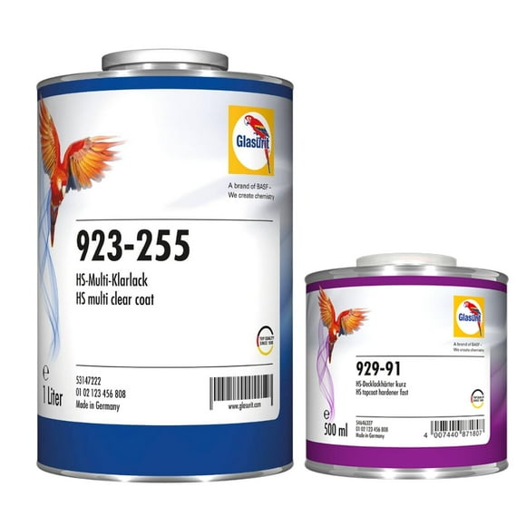 Barniz Glasurit 255 Hs + Catalizador 929 kit 1/4 Gl blanco
