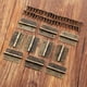 thumbnail image 3 of Minibisagras pequeñas, 50 paquetes de conectores para bisagras de armario, cajón y cofre con 200 tornillos de repuesto de 8 mm, bisagra de metal para joyero de madera, color bronce., 3 of 5