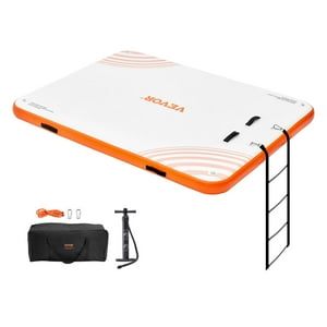 Muelle Flotante Inflable Vevor De 8 X 6 Pies Con Escalera Y Bolsa