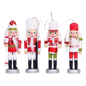 Bothyi - 4 Piezas De Cascanueces De Madera Para Colgar Figuras De Adornos Artesanales Para Árbol