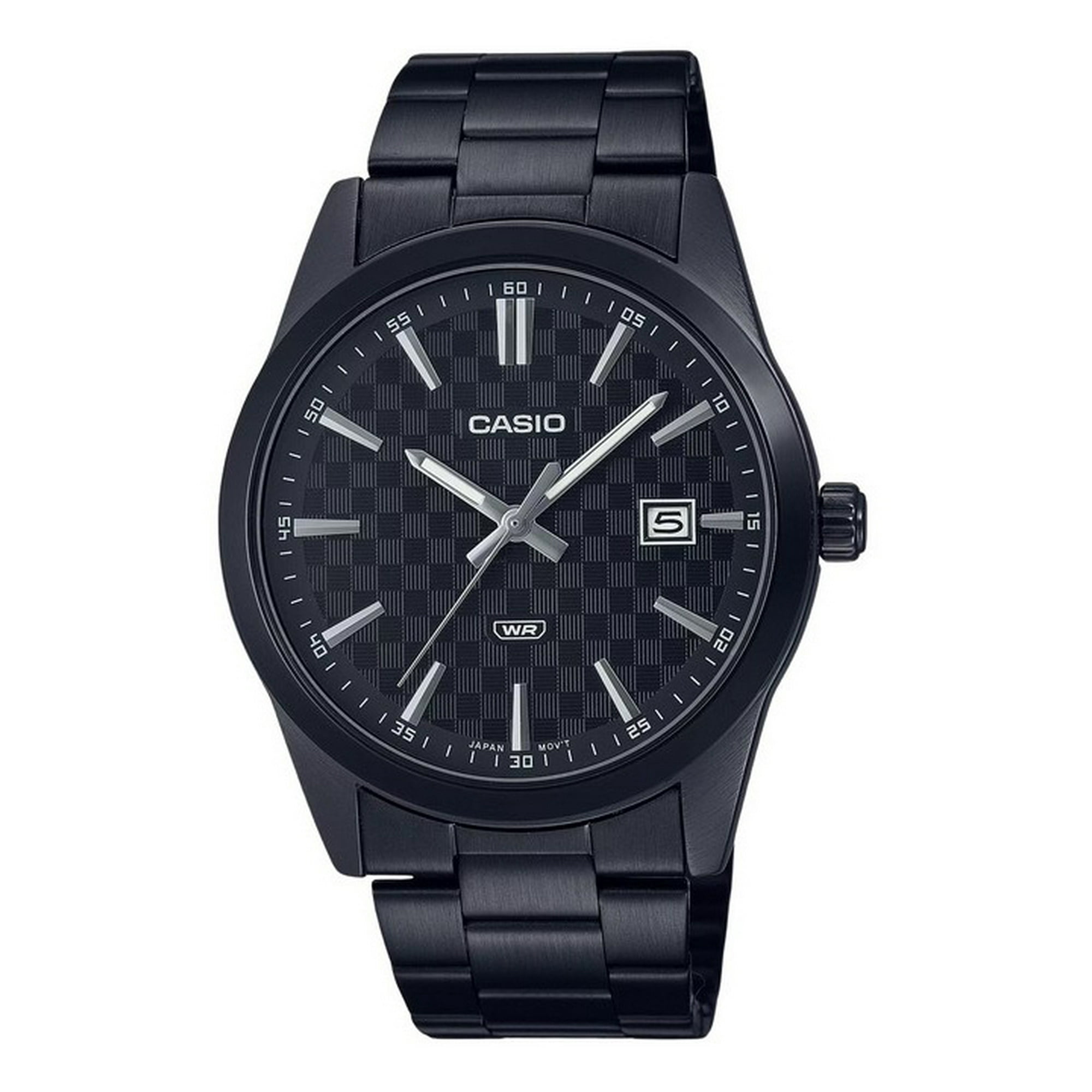 Reloj Casio Mtp-vd03b-1a Estándar Para Hombre, Ip Negro, Acero Inoxidable, Esfera Negra, Análogo 3 Agujas