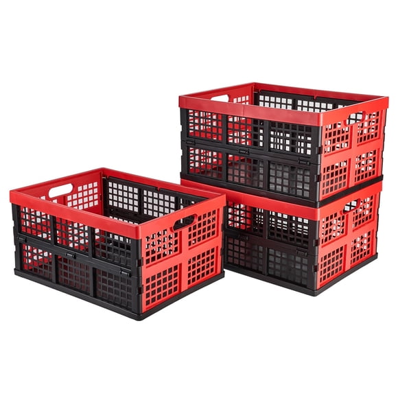 Caja de Almacenamiento Aebeky 30 L Plegable Pack de 3 Negro y Rojo