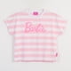 thumbnail image 1 of Polera Manga Corta Niña Blanco Rayas Estampado Barbie, 1 of 4