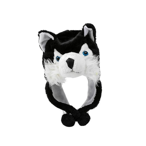 Gorro De Peluche, Bonito Y Acogedor Gorro De Esquí Para Niños, Regalo De Cumpleaños, Gorro Cálido Con Personaje De Animal, Lobo Negro