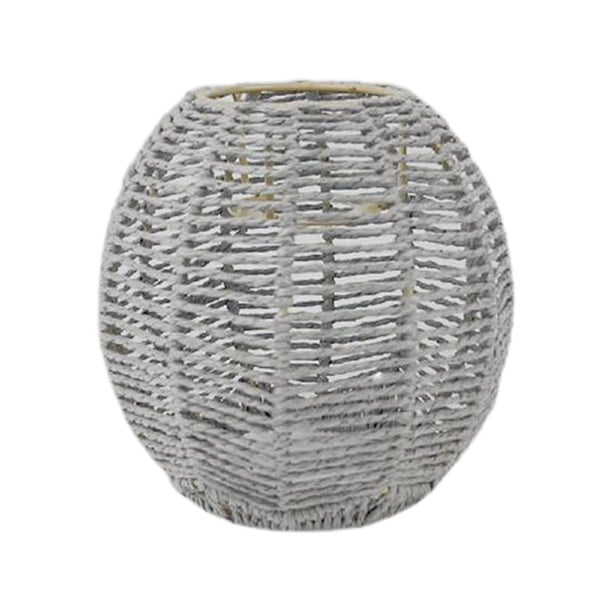 Lámpara colgante tejida, cuerda de sombra, tejido de ratán, cubierta de araña Retro para sala de estar, dormitorio, Hotel, restaurante , Gris A