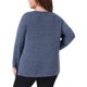 thumbnail image 3 of Agnes Orinda Sudaderas para Mujer Tallas Grandes Otoño Abertura Lateral Manga Larga Cuello Redondo Casual Jersey Blusa de Punto Talla 3X Azul Oscuro, 3 of 6
