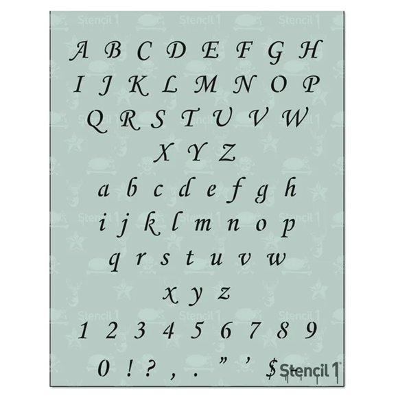 Plantilla Stencil1 Corsiva 1,3 cm Letras del Alfabeto