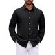 thumbnail image 1 of INSPIRE CHIC Camisas de Hombre de Manga Larga con Botones y Textura Jacquard de Color Sólido XL Negro, 1 of 5