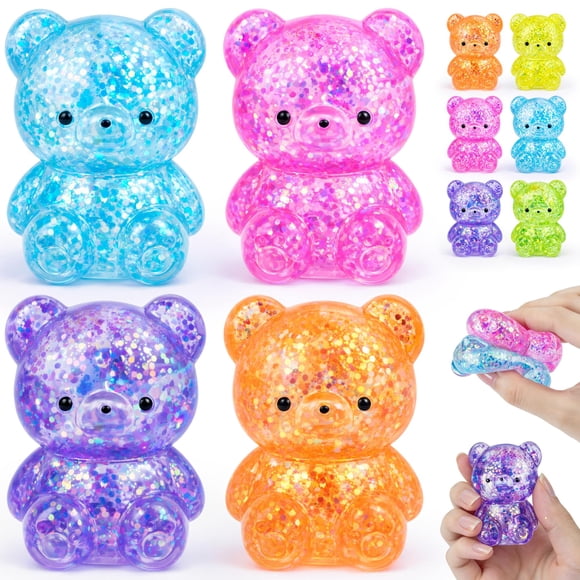 Juguete Antiestrés Fyrddek Oso Brillante 3,5 cm Pack de 4