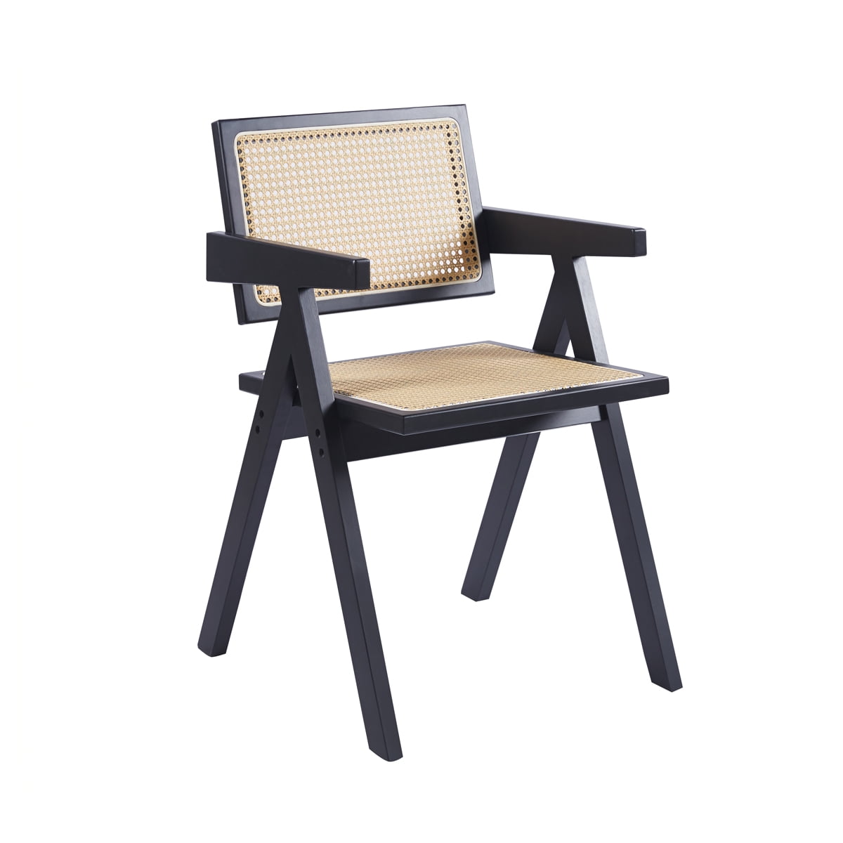 Klik Muebles - Silla Sitial Butaca Chandigarh Madera Rattan Negra