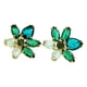 thumbnail image 1 of Aros Apegados, Flor Verde Estilo Cristal Austriaco Plata 925 Verde, 1 of 5