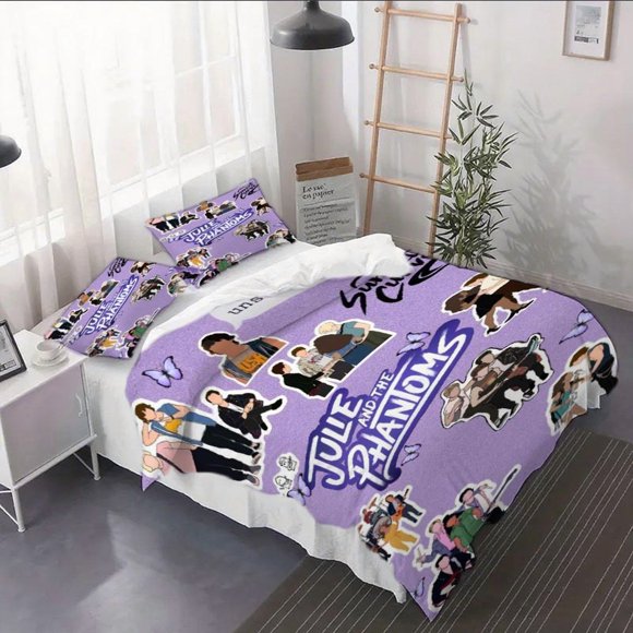 Three-Piece Julie and the Phantoms Sticker Collage Design Printed Duvet Cover Set Bedding Print Set