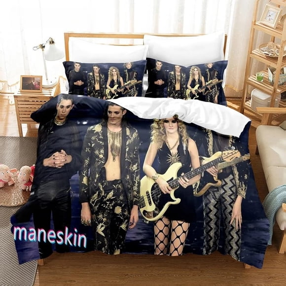 ed Music Band M-Maneskin Bedding Set Boys Girls Twin Queen King Size Duvet Cover Pillowcase Bed boys Adult Home TextileBed Sheets