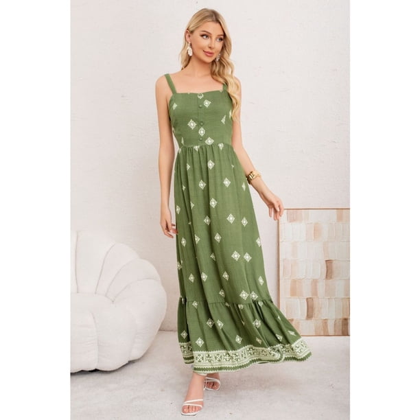 Maxi Vestido Mujer Largo Holgado Pabilos Estampado 3360