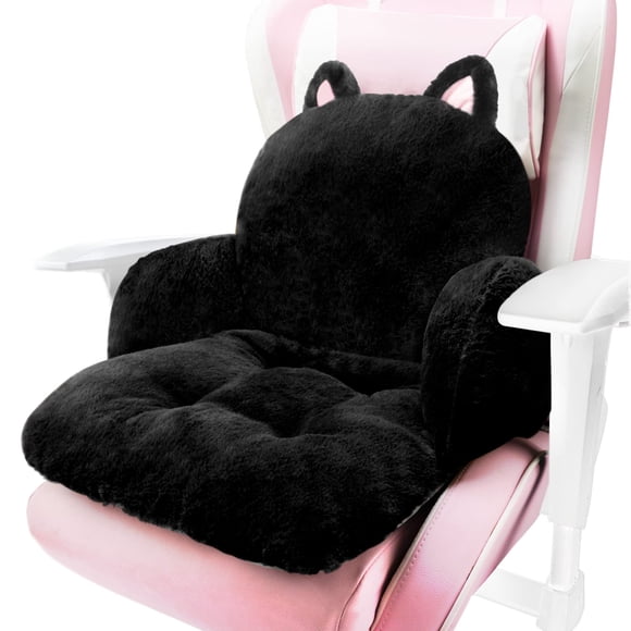 Cojín para Silla QYA Gato Negro de Peluche 43x42 cm Asiento Suave