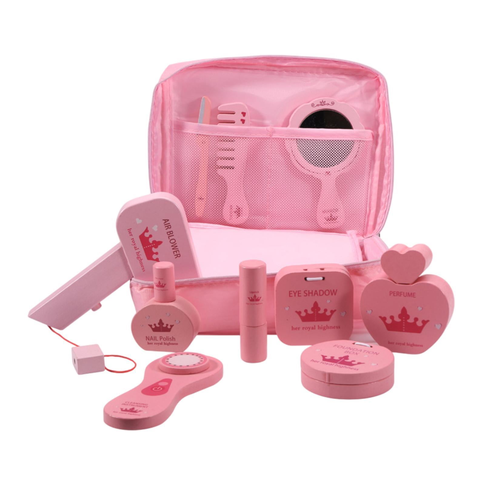Magideal - 10 Piezas De Tocador De Juguete De Princesa Con Bolsa De Almacenamiento, Kits De Maquillaje, Juego De Simulación, Juego De Maquillaje Para Niños De 3,