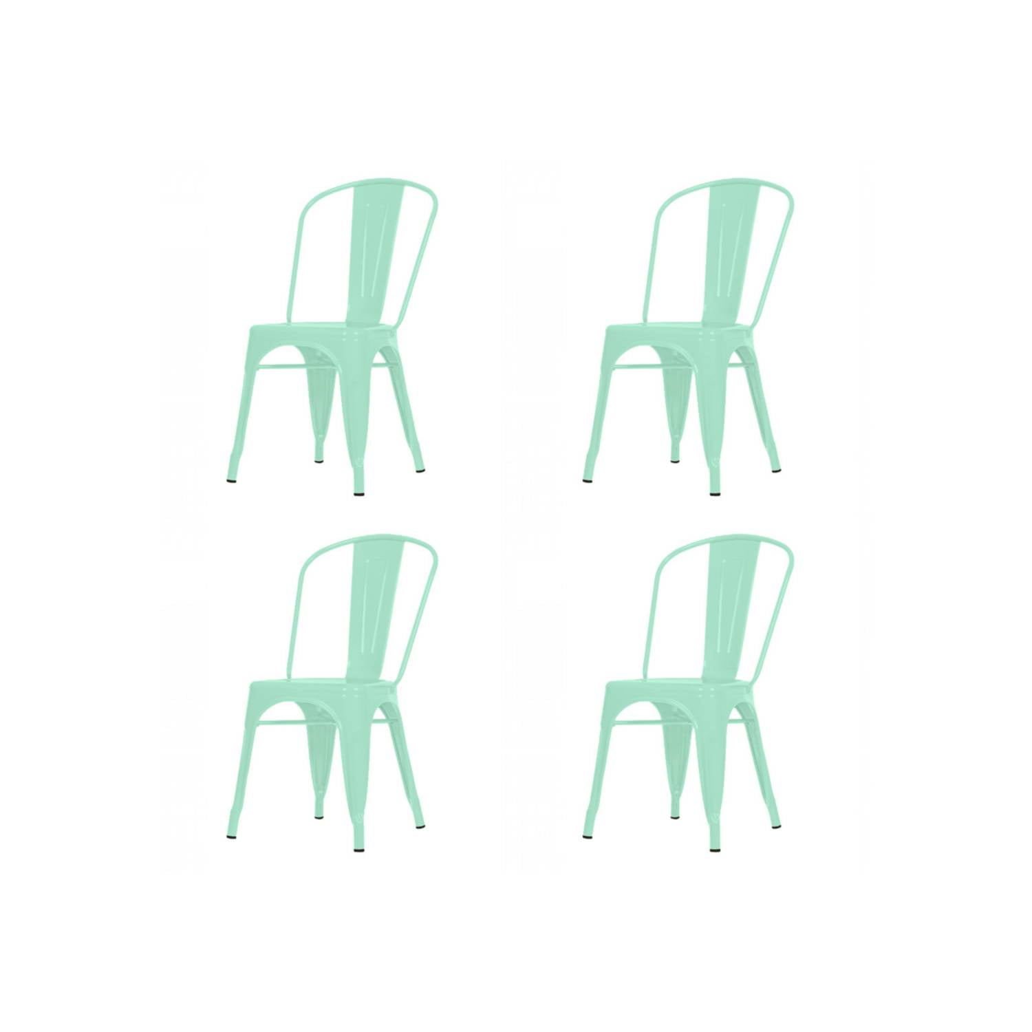 Habita2 Chile - Pack 4 Sillas Tolix Metalica Resistente Para Exterior - Menta