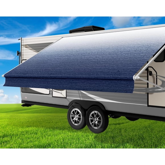 Toldo Glamful de 6 m para autocaravana – Reemplazo de tela azul océano degradado