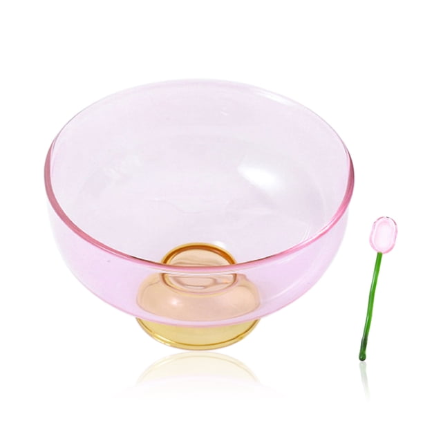Cuencos de vidrio para ensalada o pasta - Cuenco de vidrio de colores con cuchara - Frutero transparente - Apto para lavavajillas