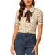 thumbnail image 5 of INSPIRE CHIC Blusa de Lunares para Mujer de Regreso a Clases con Cuello Peter Pan, Lazo en el Cuello, Manga Abullonada, Camisa Vintage Beige Talla S, 5 of 8