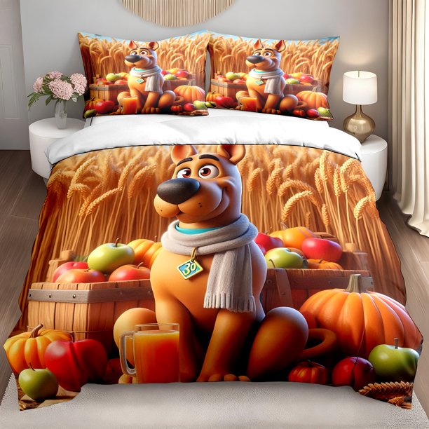 3pcs Bedding set Bedding Cushion Cover Set Warner Scooby-Doo Fall Harvest & Pumpkin Print