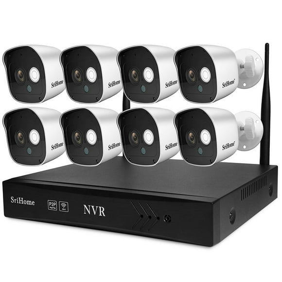Kit NVR inalámbrico Sistema de 8 Cámaras de seguridad IP Wifi 1080P 2MP Sricam NVS002