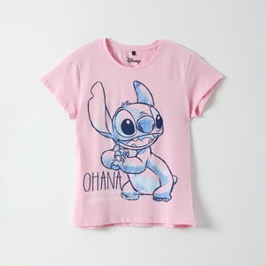 Polera Manga Corta Mujer Lilo & Stitch Rosado Disney