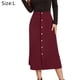 thumbnail image 2 of Falda skater midi acampanada de cintura alta con botones delanteros para mujer, 2 of 6