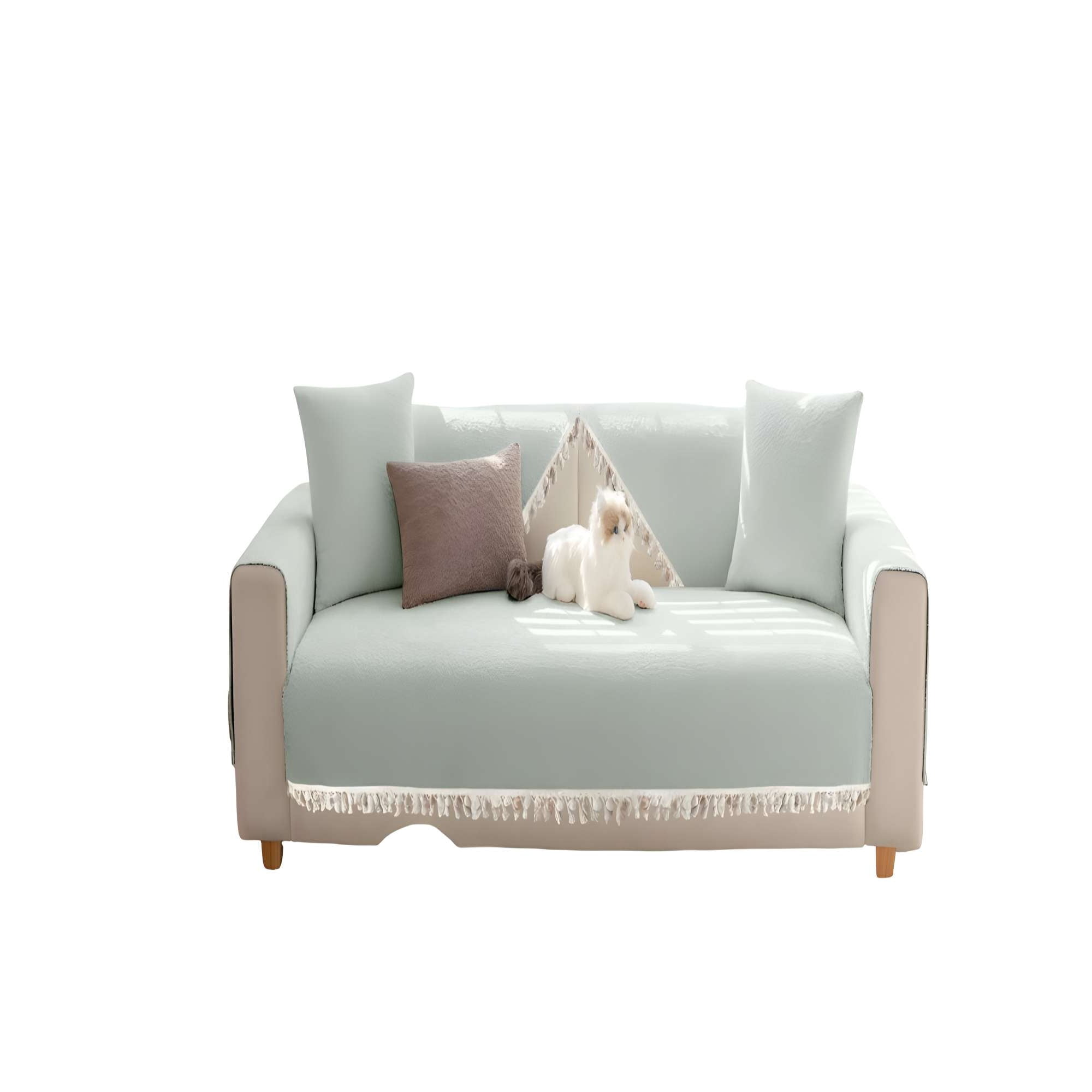 Genérico - Fundas De Sillón Con Flecos 5 Piezas De Sillón Con Flecos Verde Menta