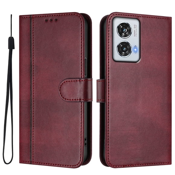 Funda Cartera para Motorola Moto Edge 50 Fusion 5G Protección 360° con Ranuras para Tarjetas y Soporte Rojo