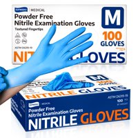 Guantes De Nitrilo Para Exámenes Supmedic Medical, 100 Unidades (Tamaño Mediano), Color Azul