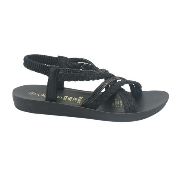 Sandalia Chalada Mujer Quanta-15 Negro Plano
