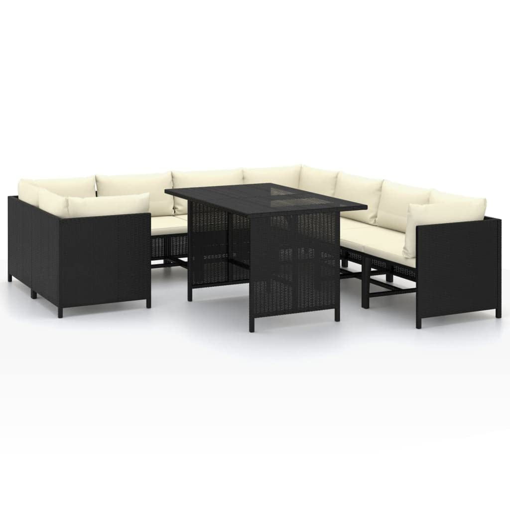 Conjunto De Jardín Lounge Casafoyer Poliratán 9 Piezas Negro
