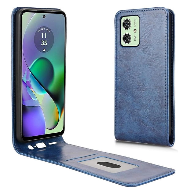 Funda tipo folio para Motorola Moto G54 Power con soporte magnético y protección para la cámara Azul