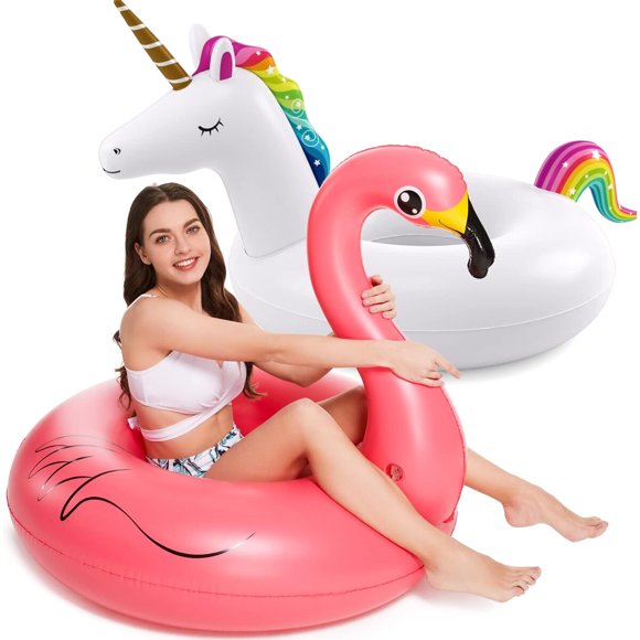 Flotadores inflables Jasonwell, pack de 2: unicornio y flamenco, 42 cm