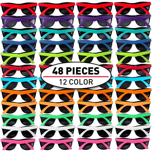 Paquete de 48 gafas de sol TIKAIOTYO, 12 colores, UV400