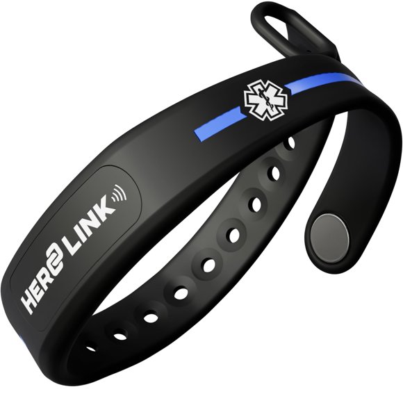 Pulsera médica de identificación y brazalete de bienestar Hero Link® – Silicona ajustable, resistent