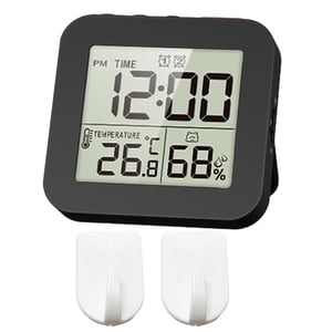 Bothyi - Reloj Despertador Digital Reloj De Baño Digital Para Dormitorio Sala De Estar 2 Piezas Ganchos Negro