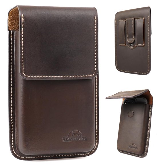 Funda para móvil topstache L de cuero marrón oscuro con clip para cinturón