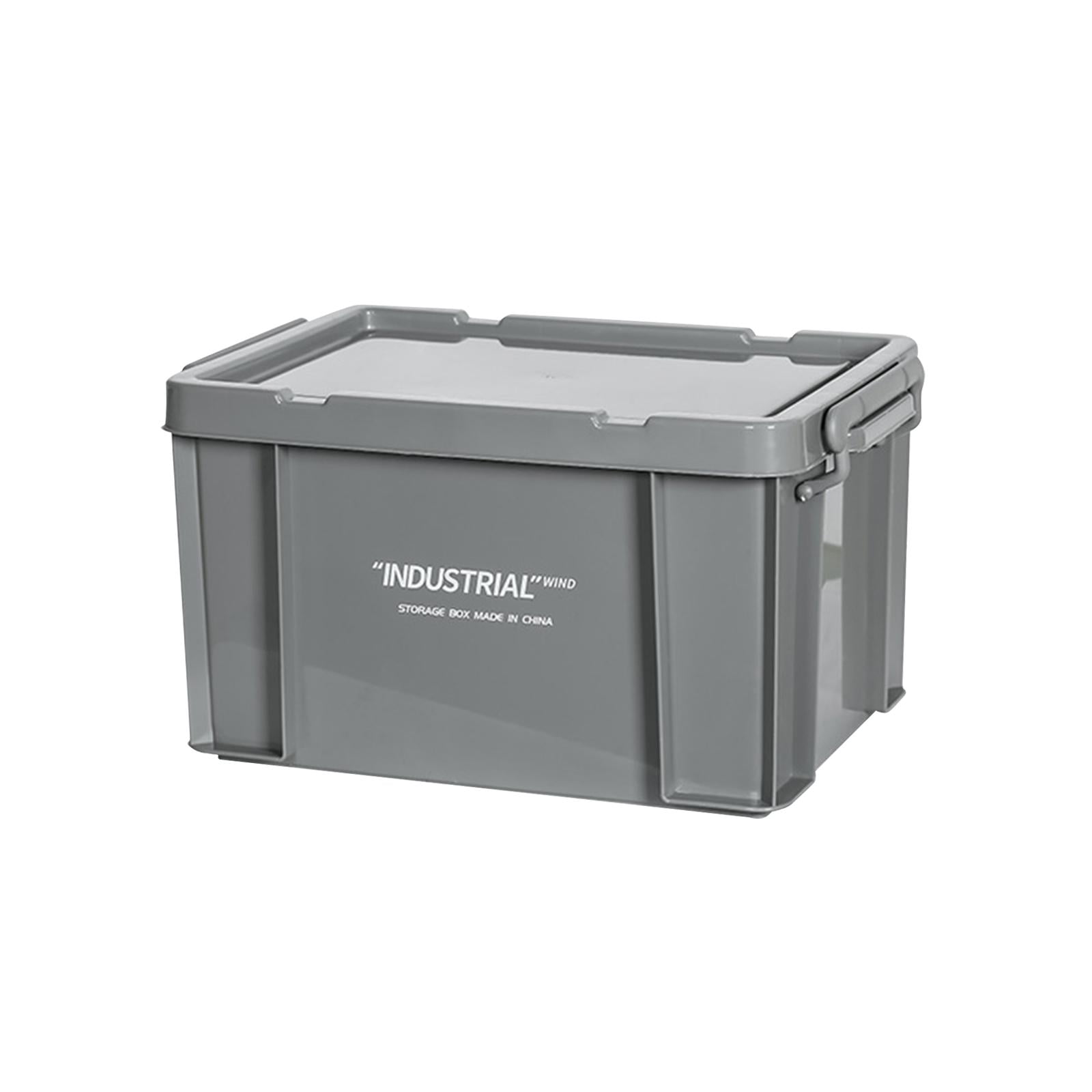 Magideal - Caja De Almacenamiento Al Aire Libre, Organizador De Maletero De Coche, Portátil Con Tapa, Contenedor De Almacenamiento Apilable Para Acampar Al Aire , Gris
