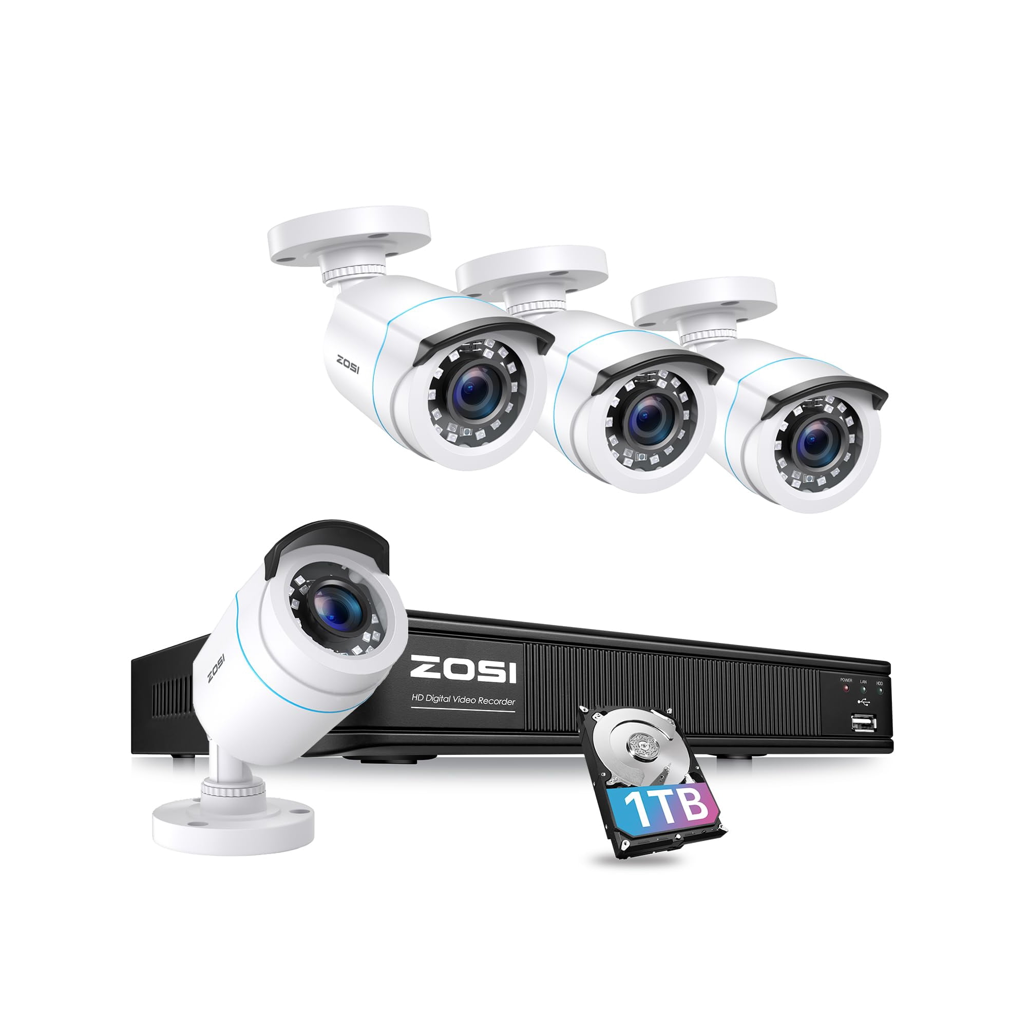 Sistema De Cámara De Seguridad Para El Hogar Zosi H.265+ Full 1080p 5mp-lite