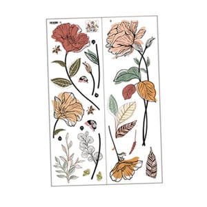 Bothyi - Pegatina De Pared Con Flores Rústicas, Calcomanía Floral Para Comedor, Cocina Y Oficina.